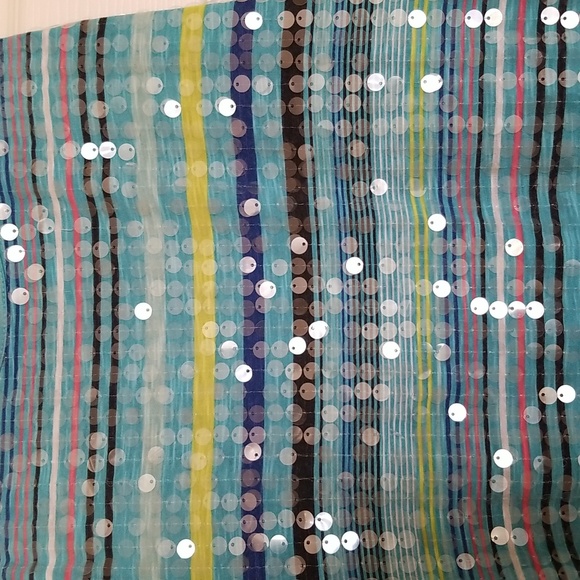 Charlotte Russe Teal Multicolored Stripped Plastic Sequined Tank - Picture 3 of 5